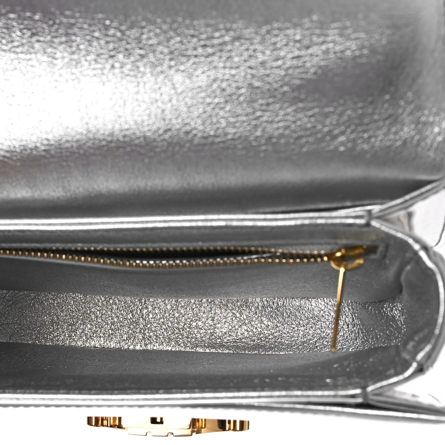 Mirror Calfskin Teen Besace Chain Triomphe Silver