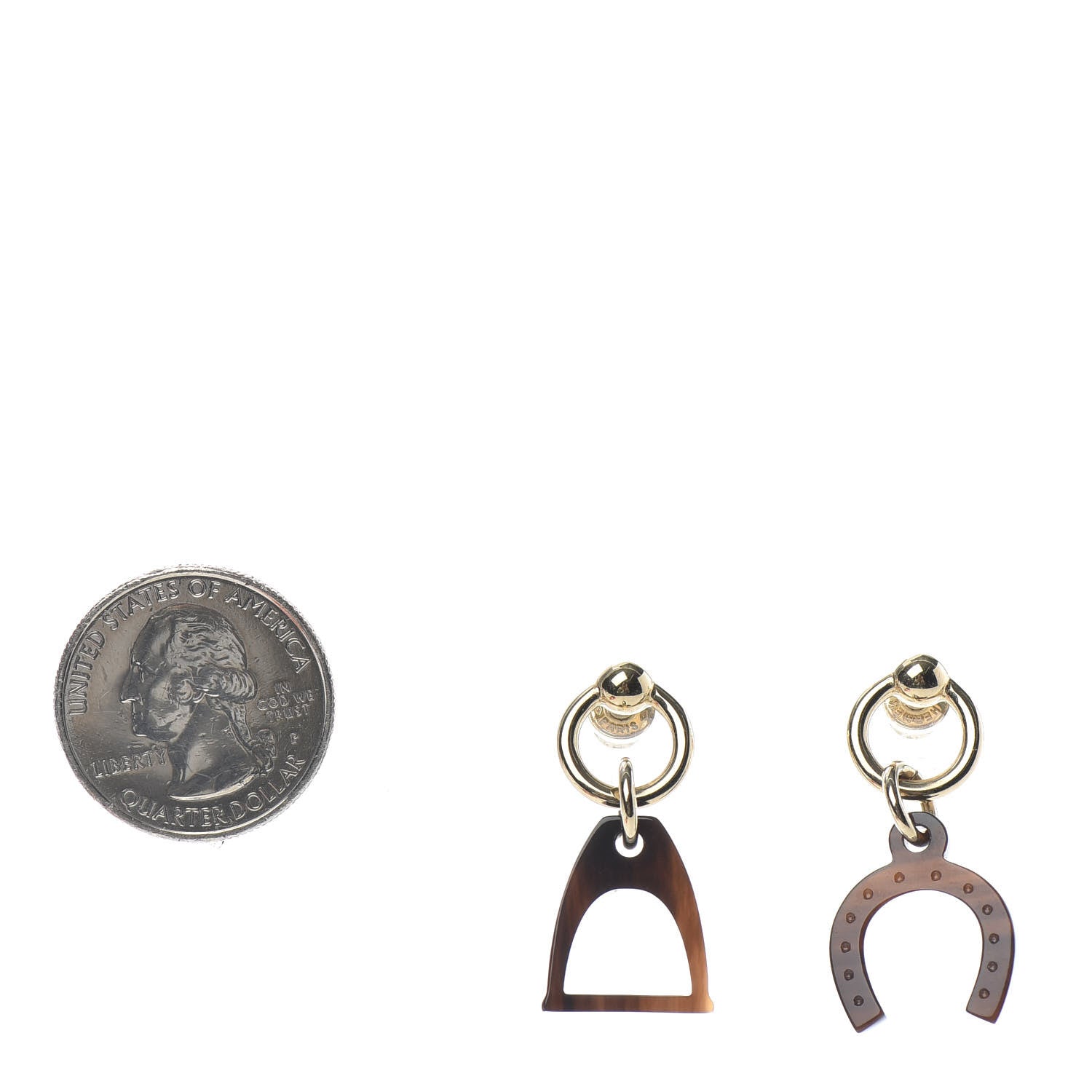 Hermes Permabrass Buffalo Horn Amulettes Equestre Earrings 2 of 3