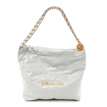 Chanel Shiny Calfskin Quilted Small Chanel 22 Light Blue 1 of 11