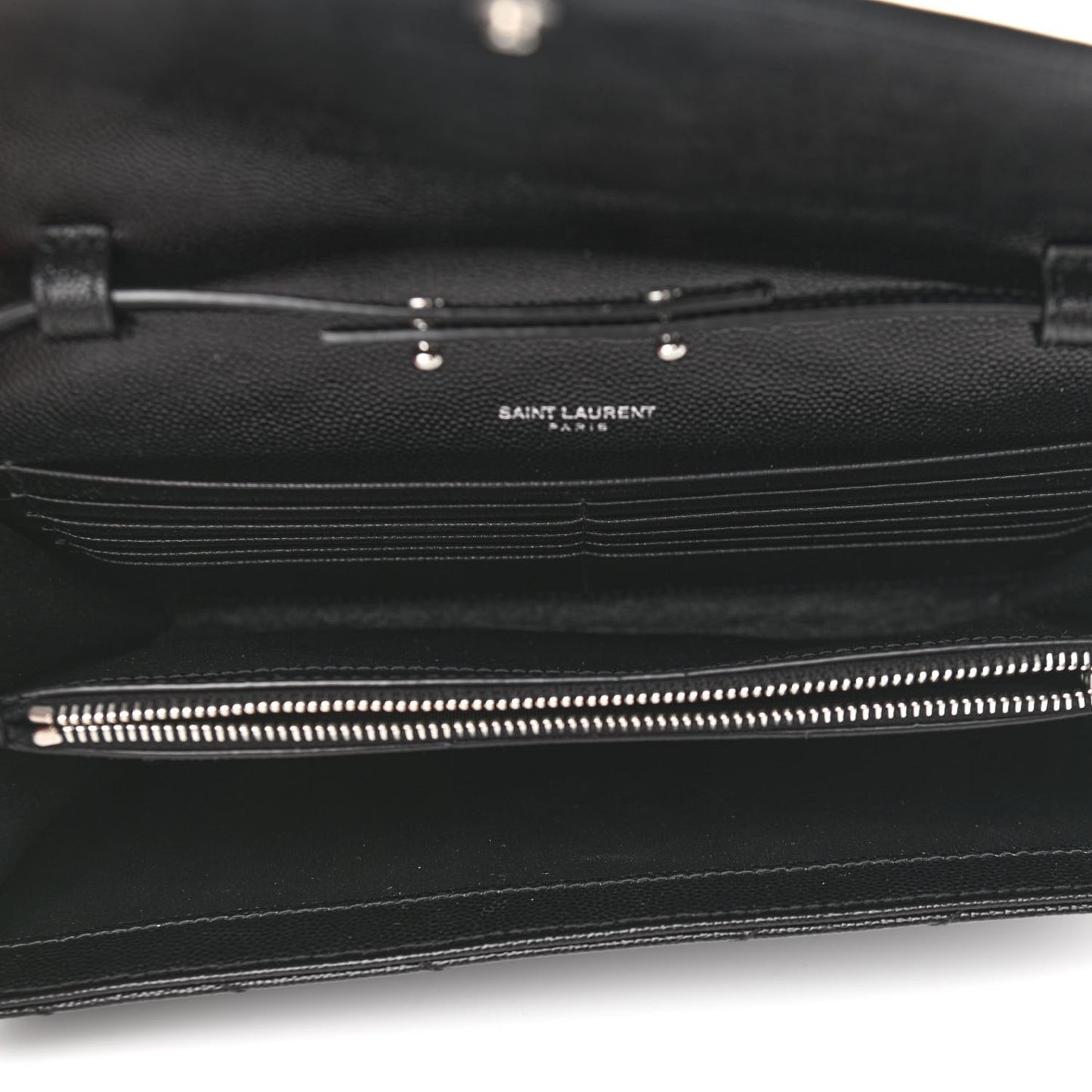 Grain De Poudre Matelasse Chevron Monogram Chain Wallet Black