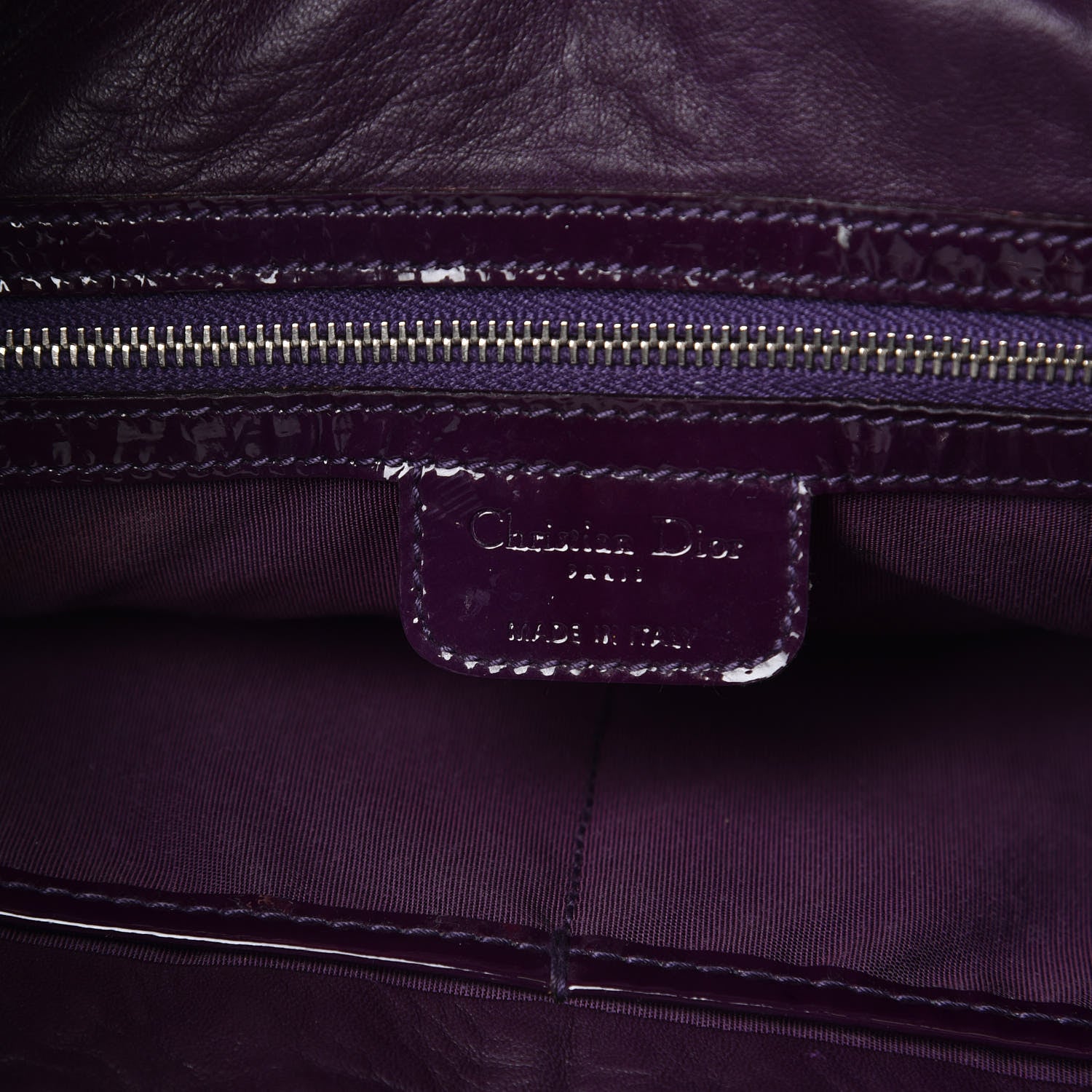 Christian Dior Patent Crocodile Embossed 61 Tote Purple 6 of 13
