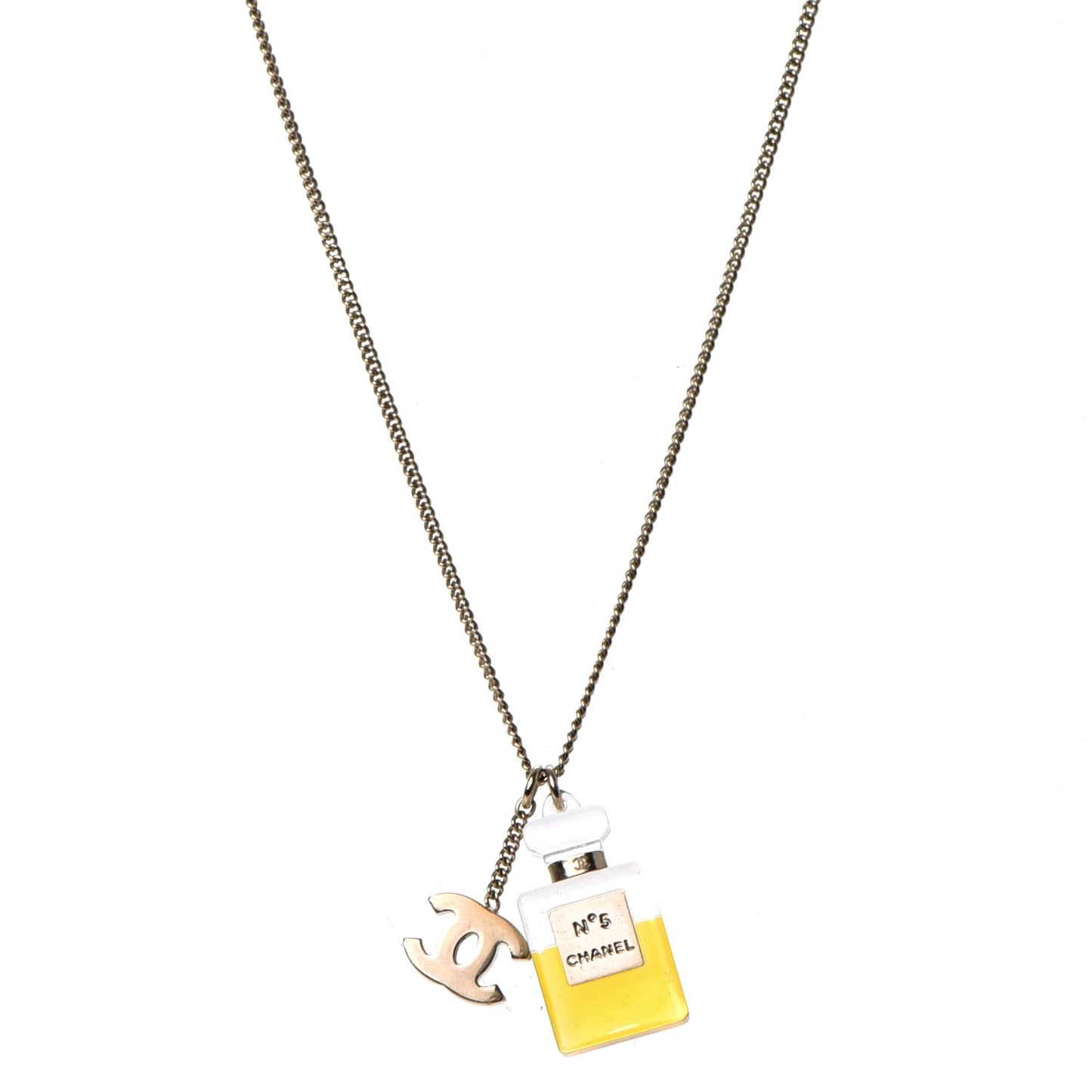 N°5 Perfume Bottle CC Necklace Gold