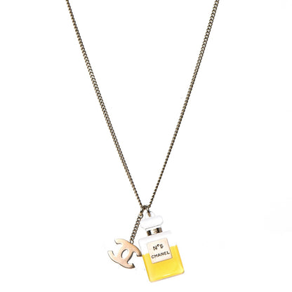 Chanel N°5 Perfume Bottle CC Necklace Gold 1 of 5