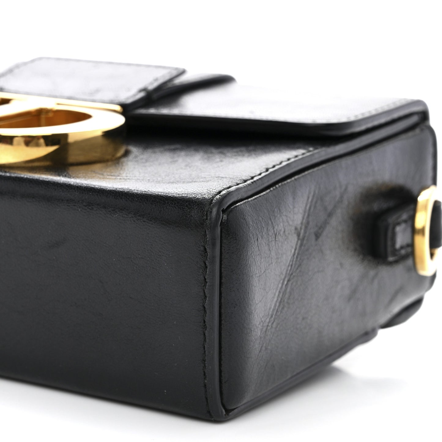 Crackled Lambskin 30 Montaigne Box Bag Black