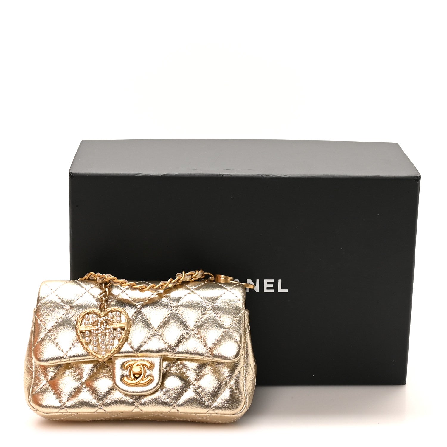 Chanel Metallic Calfskin Quilted Mini Flap Bag Charm With Hook