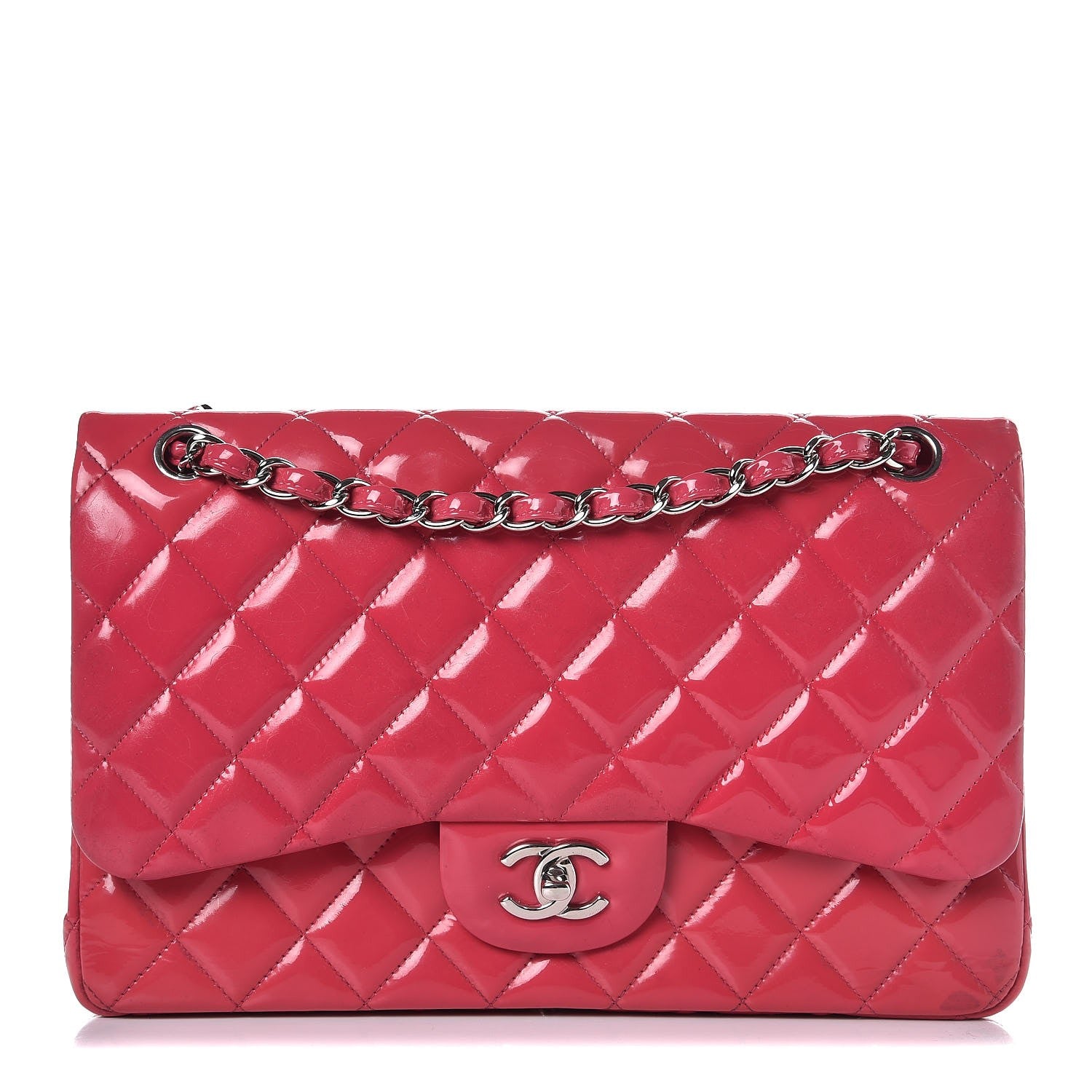 Chanel Patent Quilted Jumbo Double Flap Pink 1 of 11