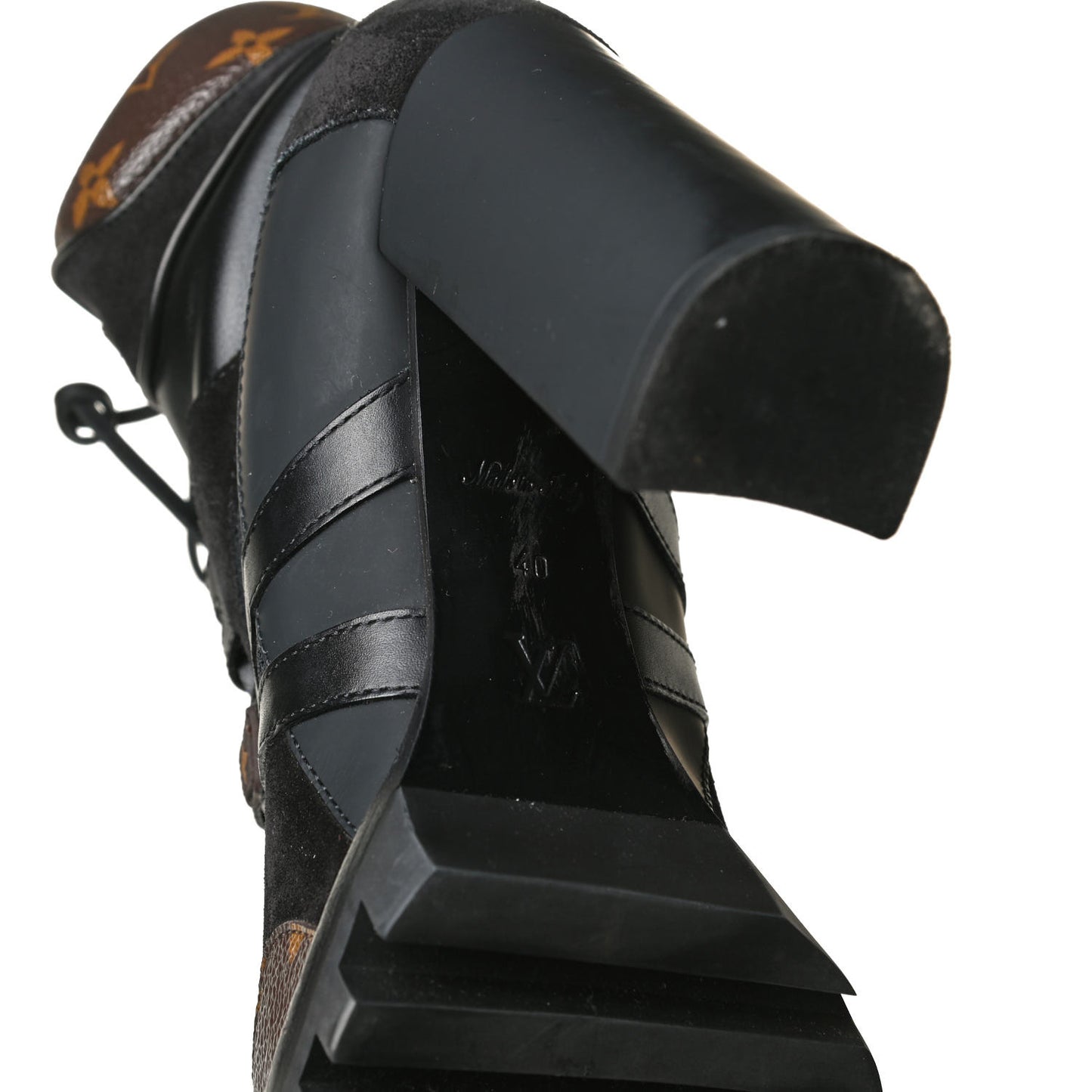 Suede Calfskin Monogram Star Trail Ankle Boots 40 Black