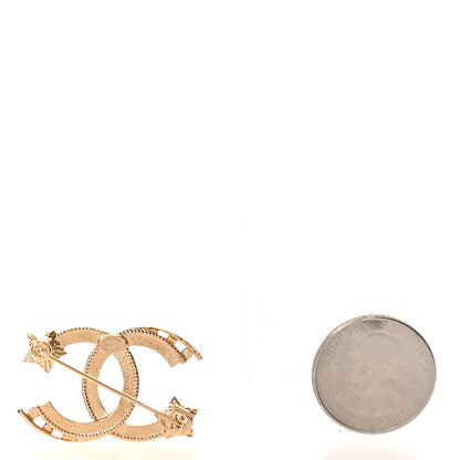Chanel Metal Crystal Pearl CC Star Brooch Gold Pearly White 2 of 3