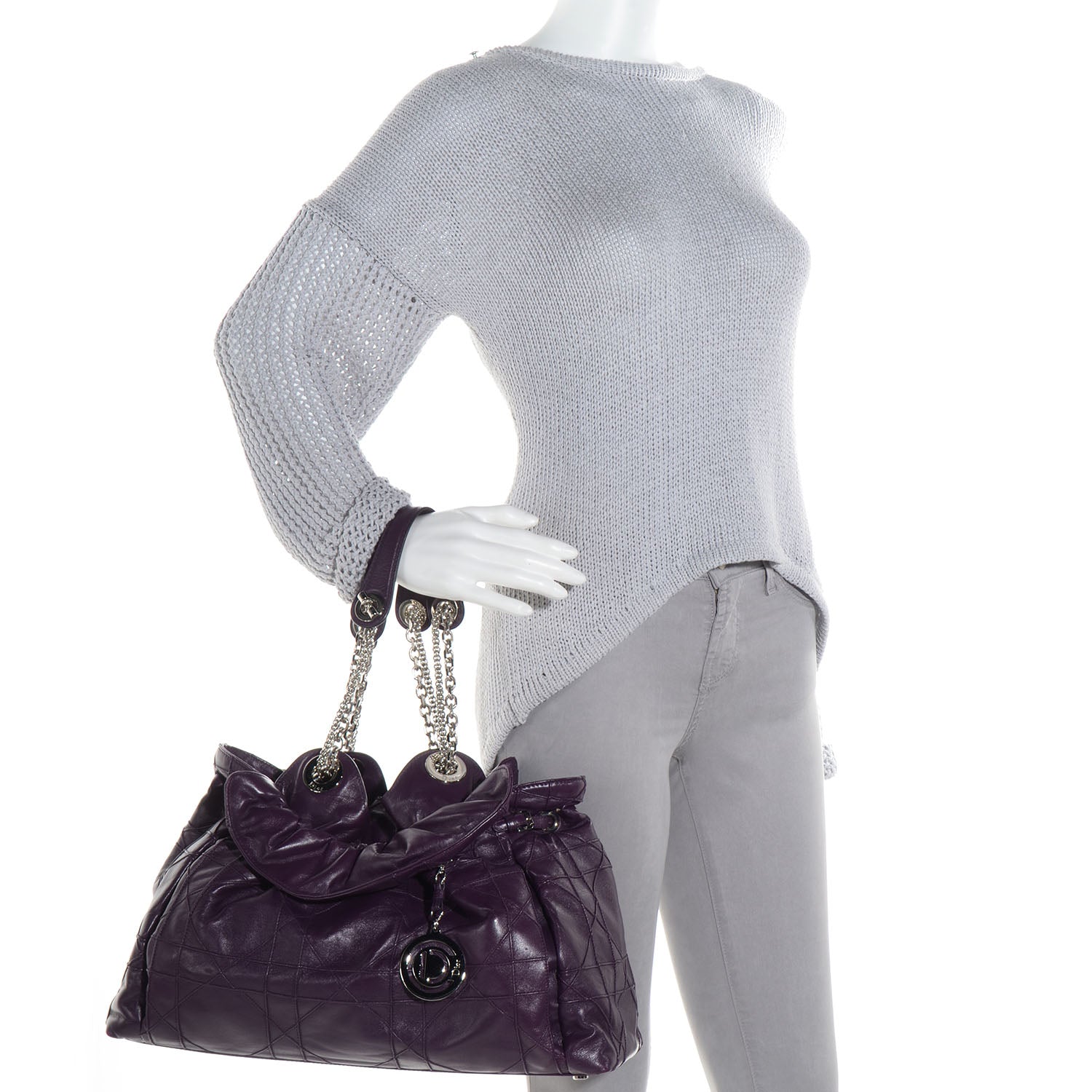 Christian Dior Lambskin Cannage Medium Le Trente Tote Purple 2 of 8