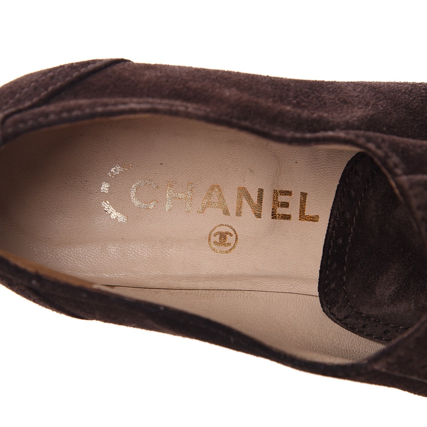Chanel Suede CC Lace Up Oxford 38 Brown 7 of 12