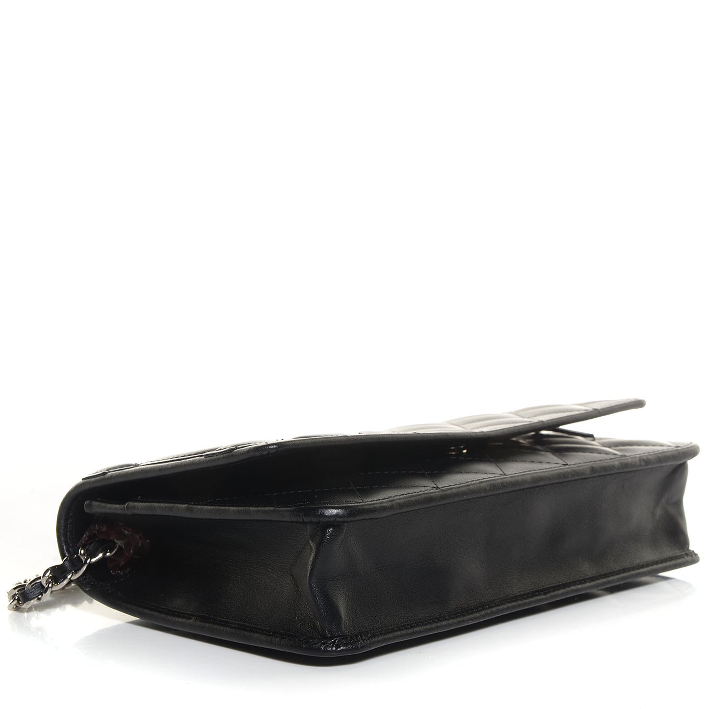 Calfskin Quilted Cambon Wallet On Chain WOC Black