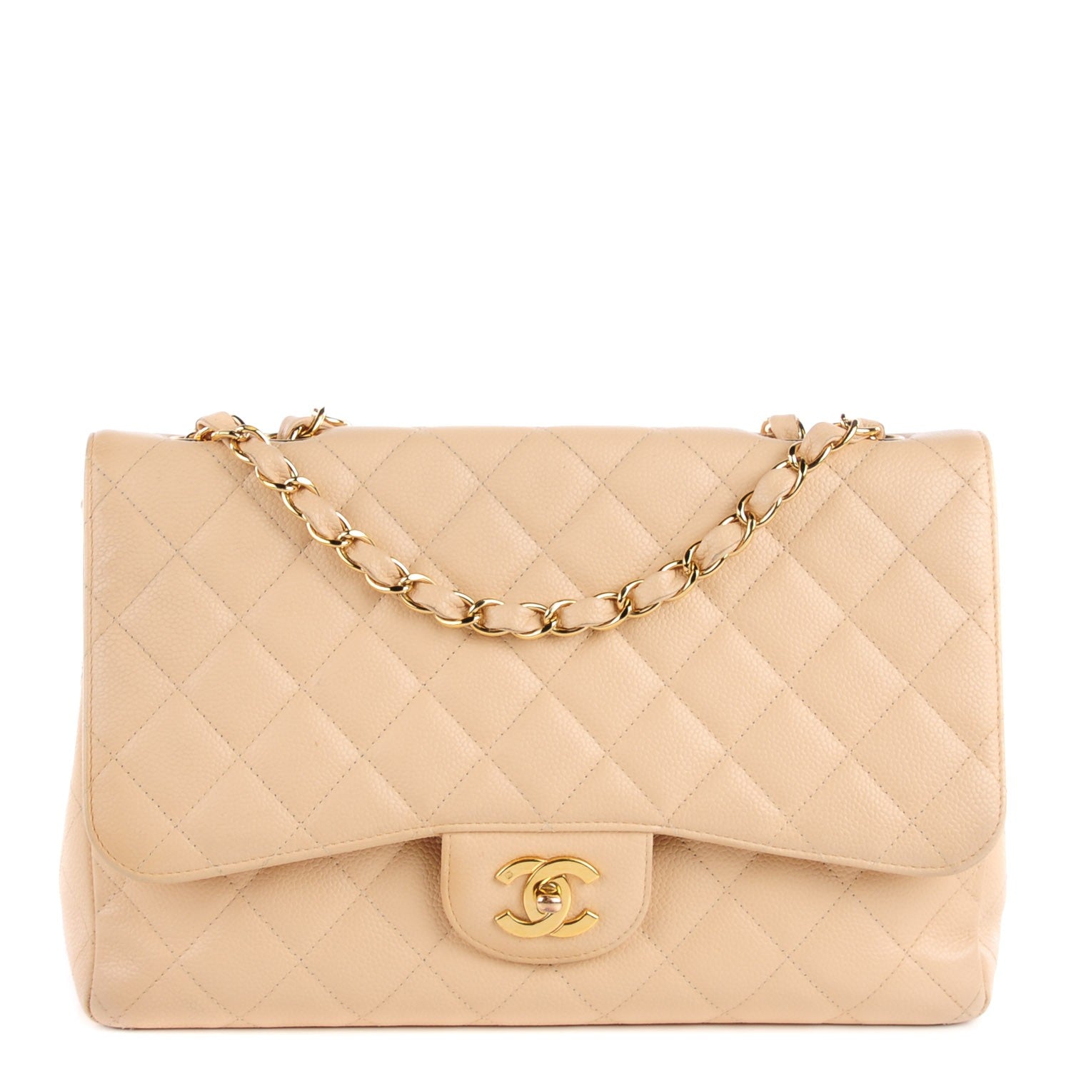 Chanel Caviar Quilted Jumbo Single Flap Beige Clair 1 of 9