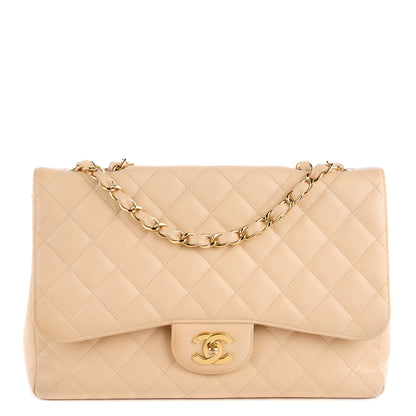 Chanel Caviar Quilted Jumbo Single Flap Beige Clair 1 of 9