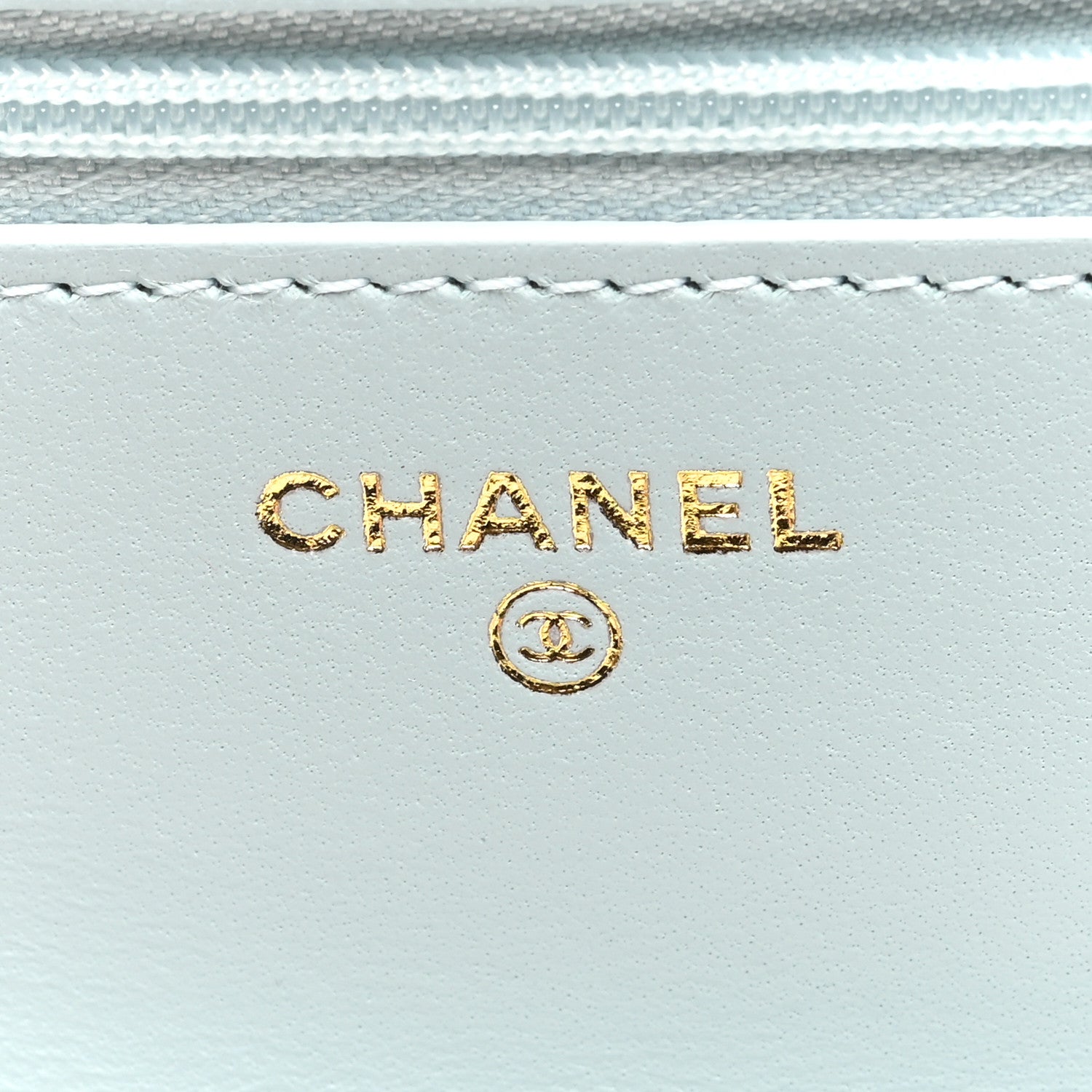 Chanel Lambskin Quilted Pearl CC Wallet on Chain WOC Light Blue 6 of 11