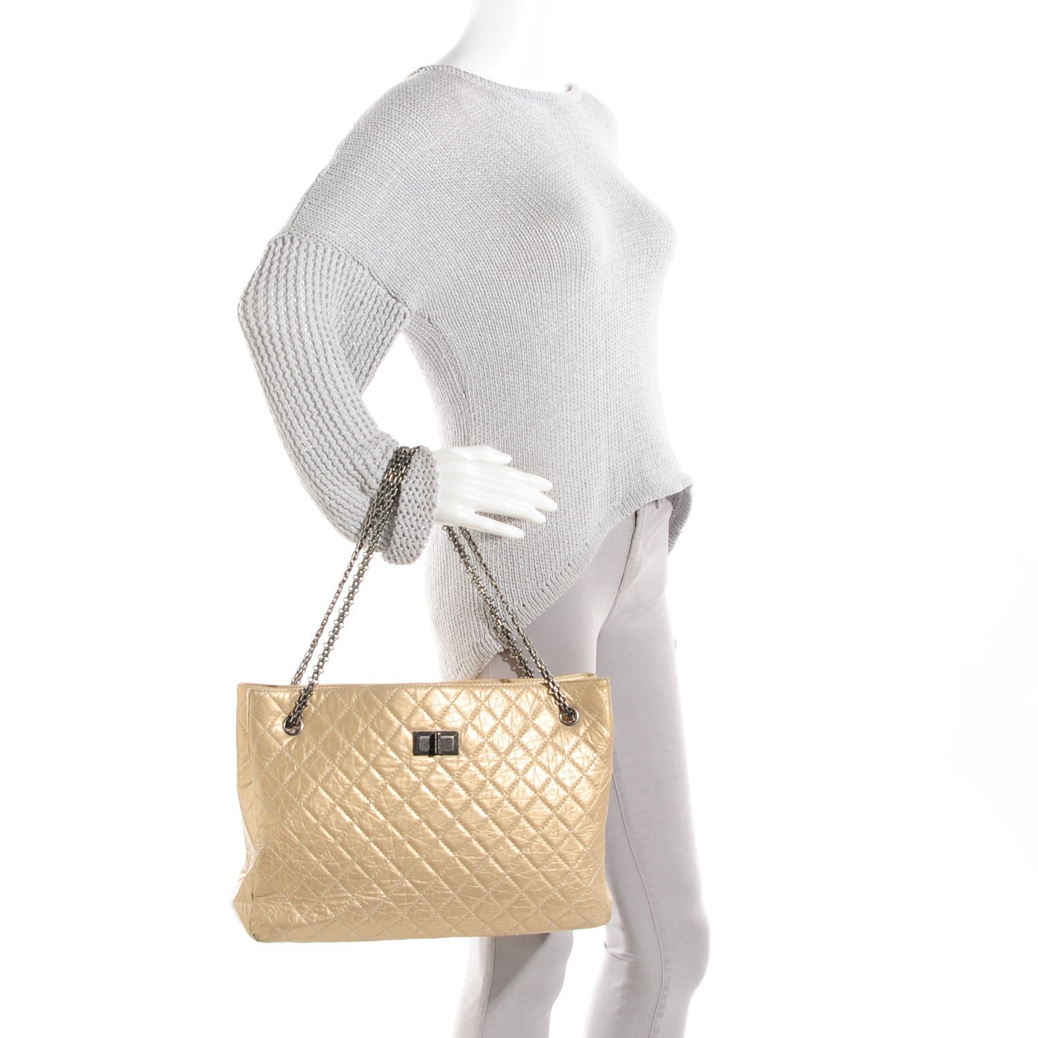 Chanel Aged Calfskin Reissue 2.55 Tote Gold 2 of 7