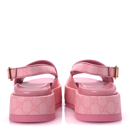 Gucci GG Supreme Monogram Granada Kid Angelina Platform 35mm Slingback Sandals 39 Cotton Candy Dark Cotton Candy Wild Rose 6 of 13