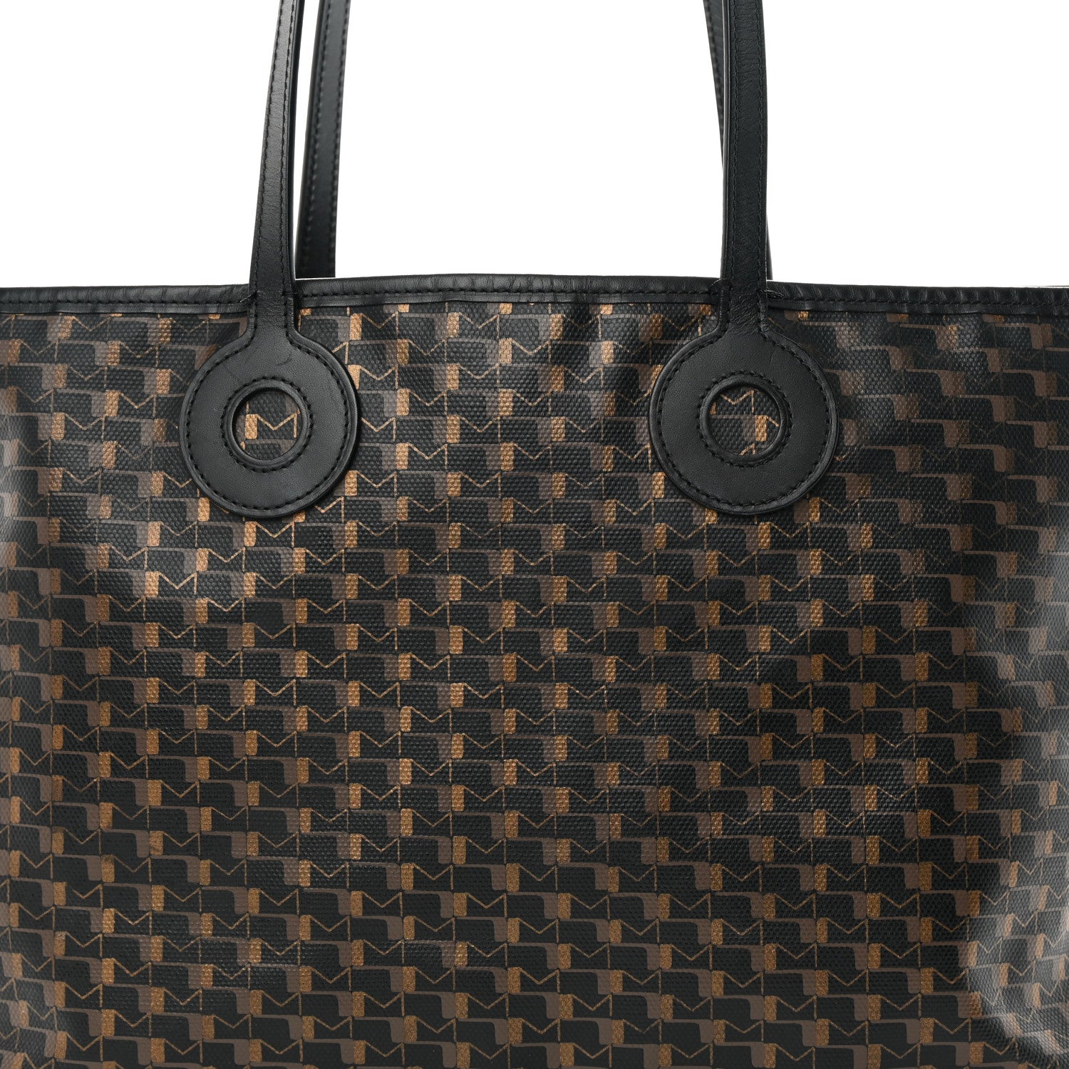 Moynat Grained Calfskin Canvas 1920 Oh! Tote Ruban MM Carbon Bronze 8 of 17