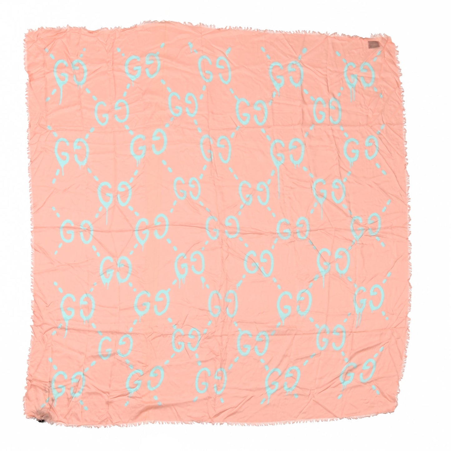 Modal Silk GG Writers Fringe Shawl Old Rose Sky Blue