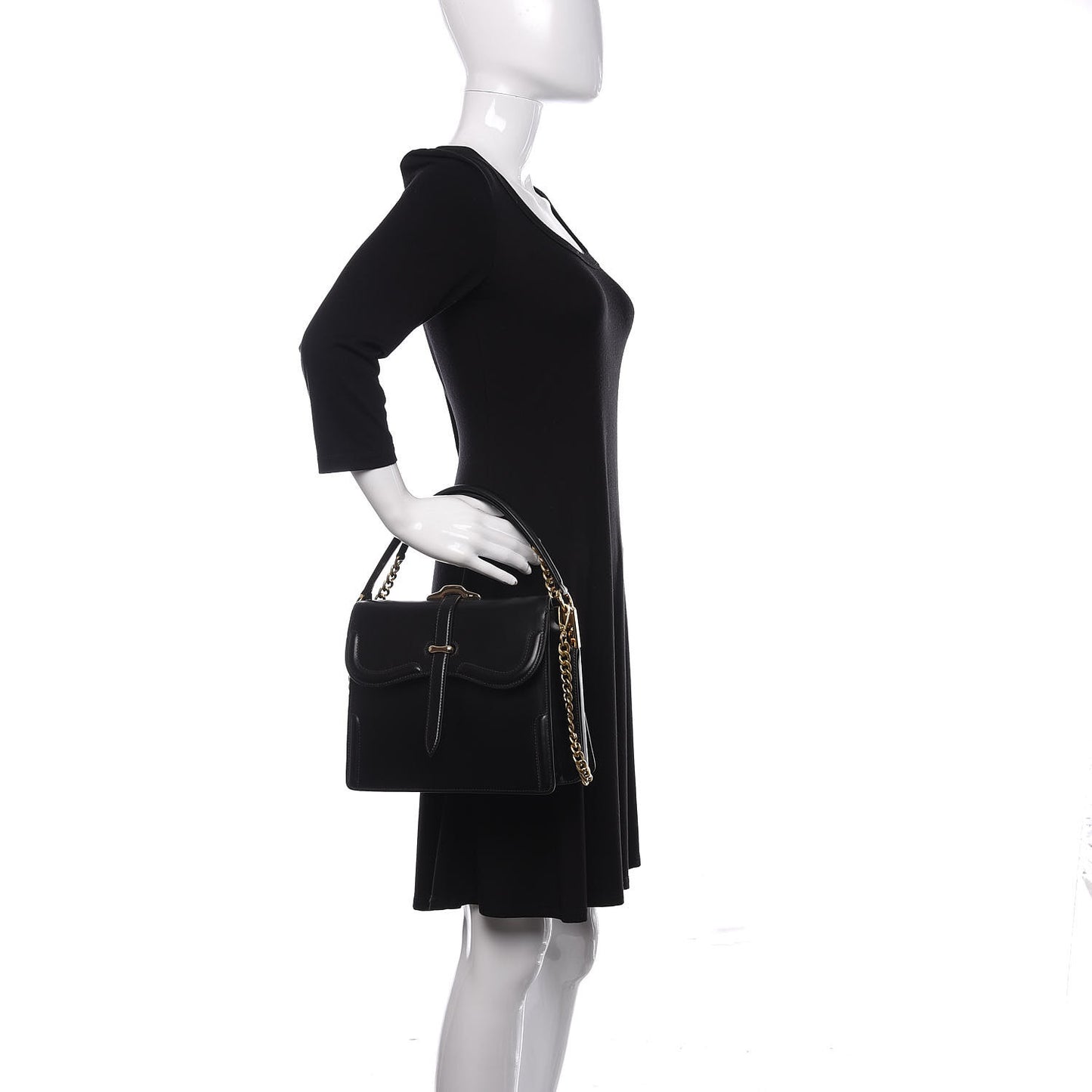 City Calfskin Belle Top Handle Bag Black