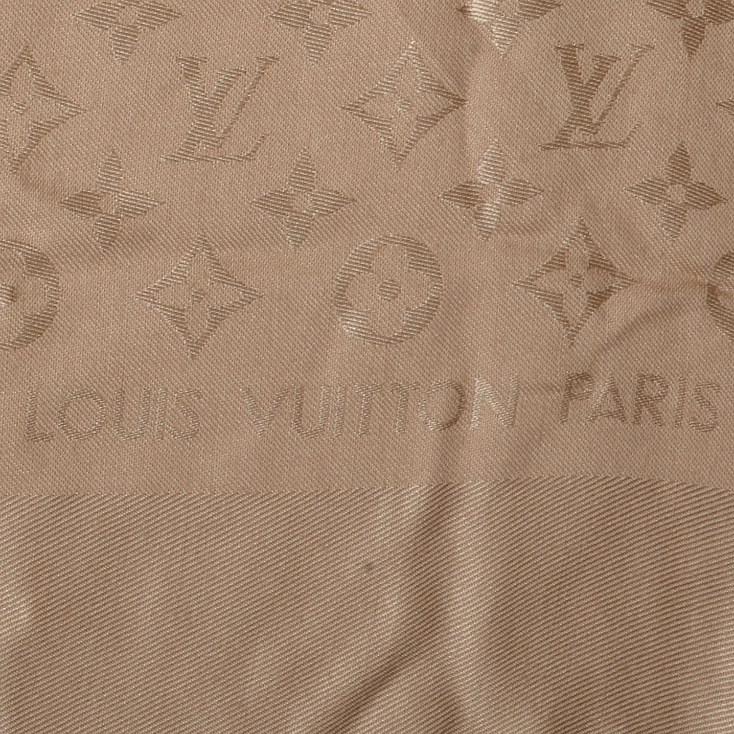 Louis Vuitton Silk Wool Monogram Shawl Beige 4 of 5