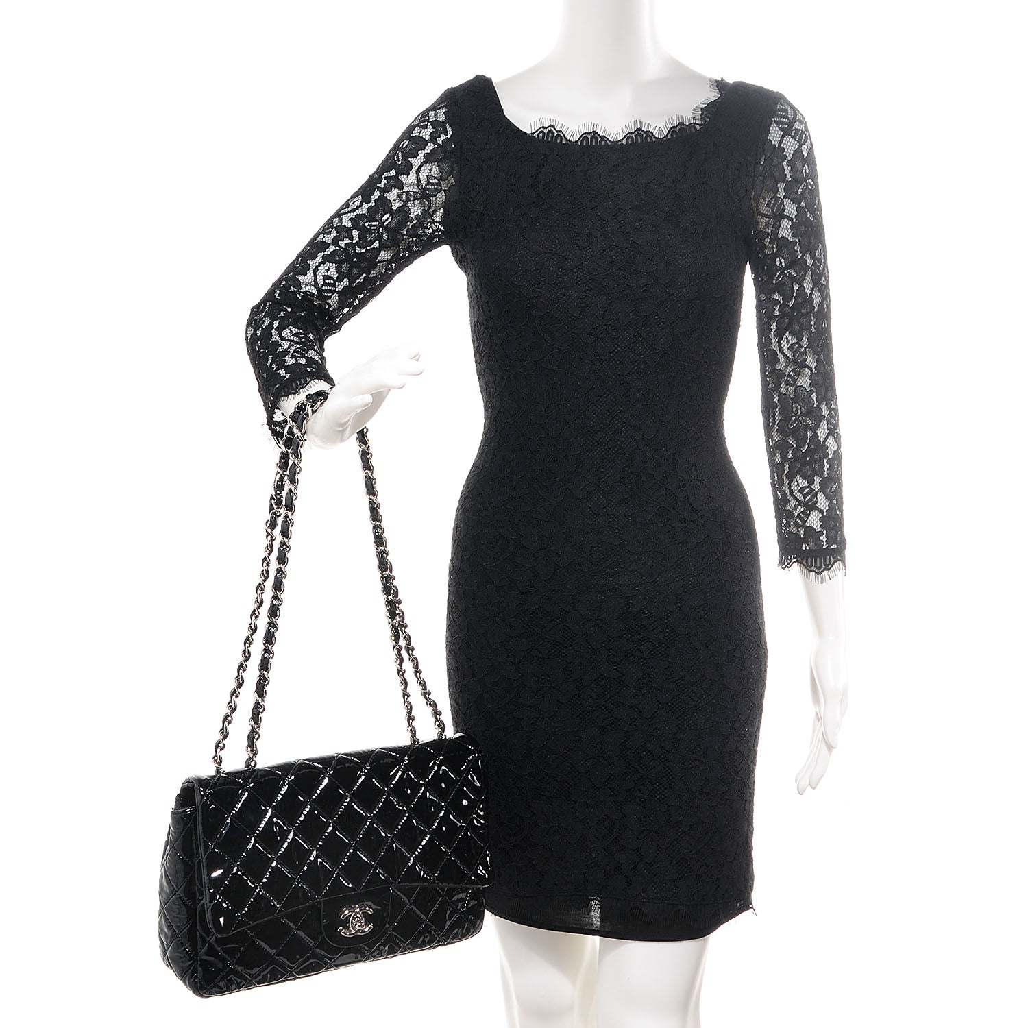Chanel Patent Quilted Jumbo Single Flap Black 2 of 8