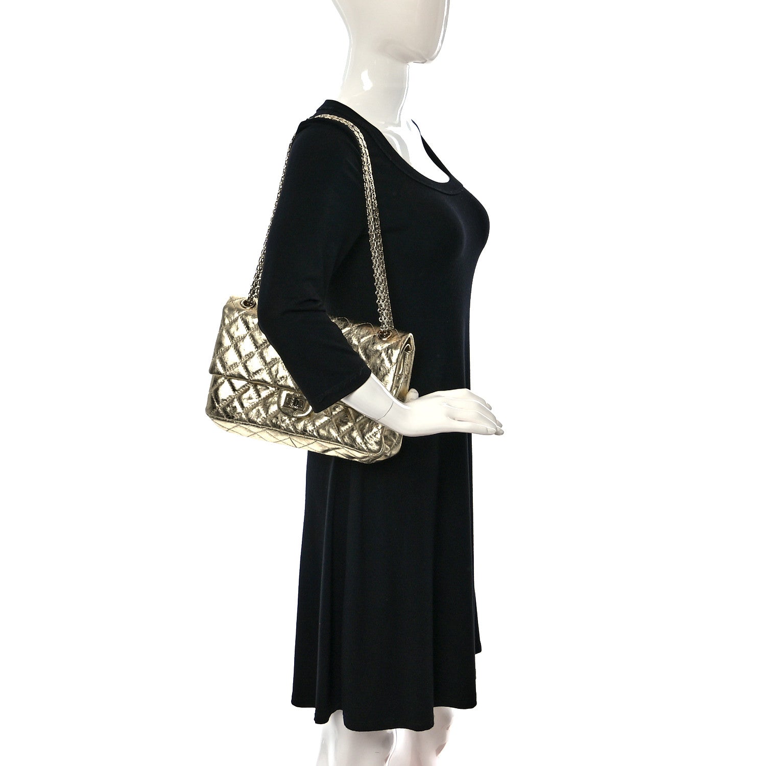 Chanel Metallic Aged Calfskin Quilted 2.55 Reissue 226 Flap Gold 2 of 11