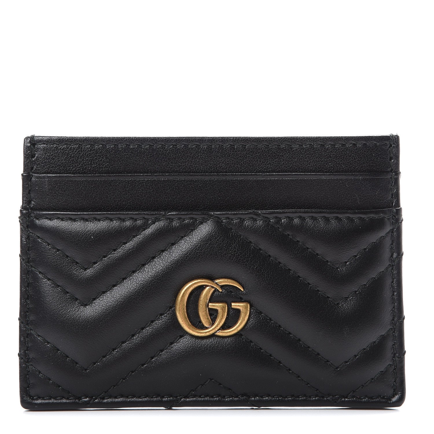 Gucci Calfskin Matelasse GG Marmont Card Holder Black 1 of 6