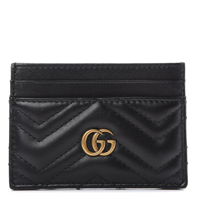 Gucci Calfskin Matelasse GG Marmont Card Holder Black 1 of 6