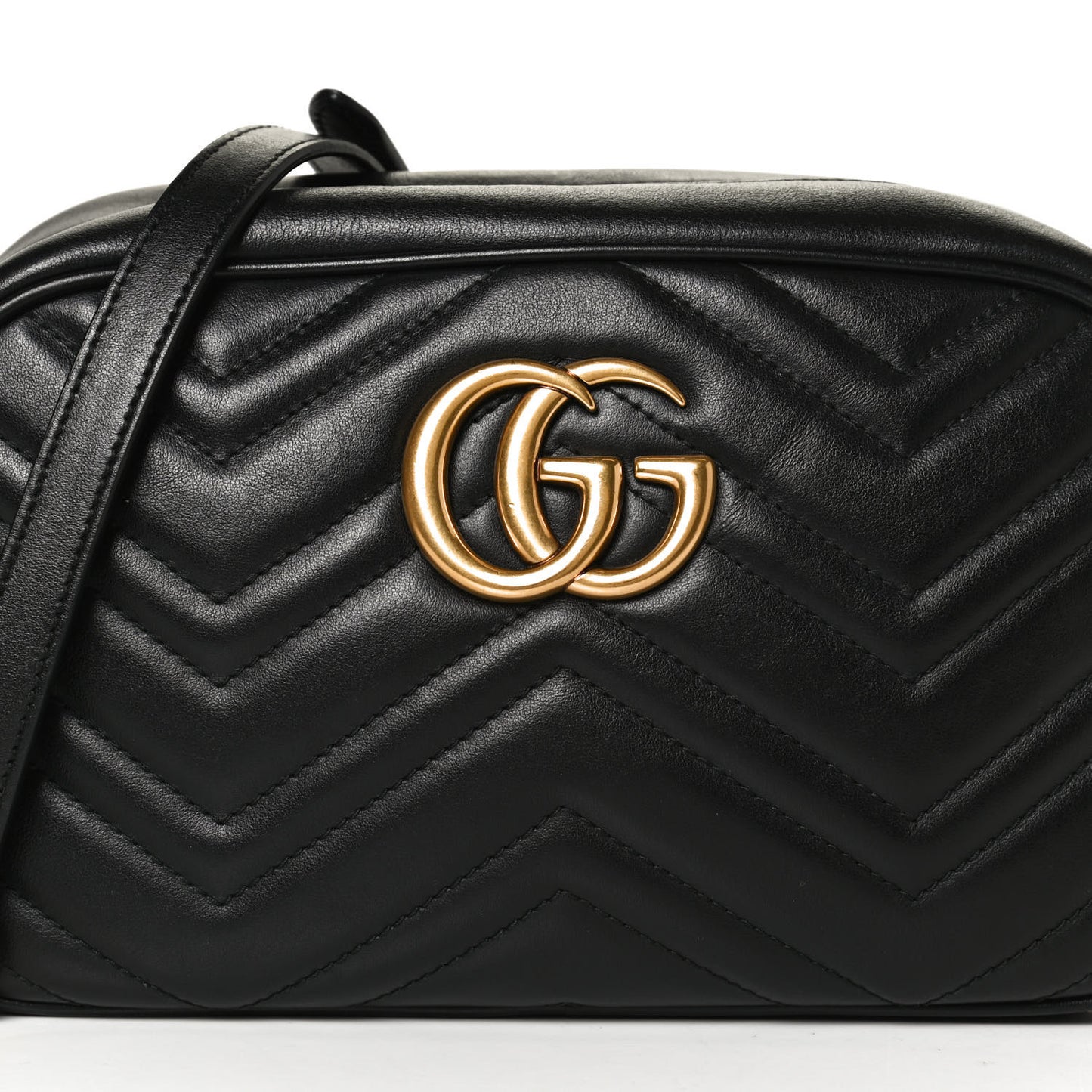 Calfskin Matelasse Small GG Marmont Chain Shoulder Bag Black