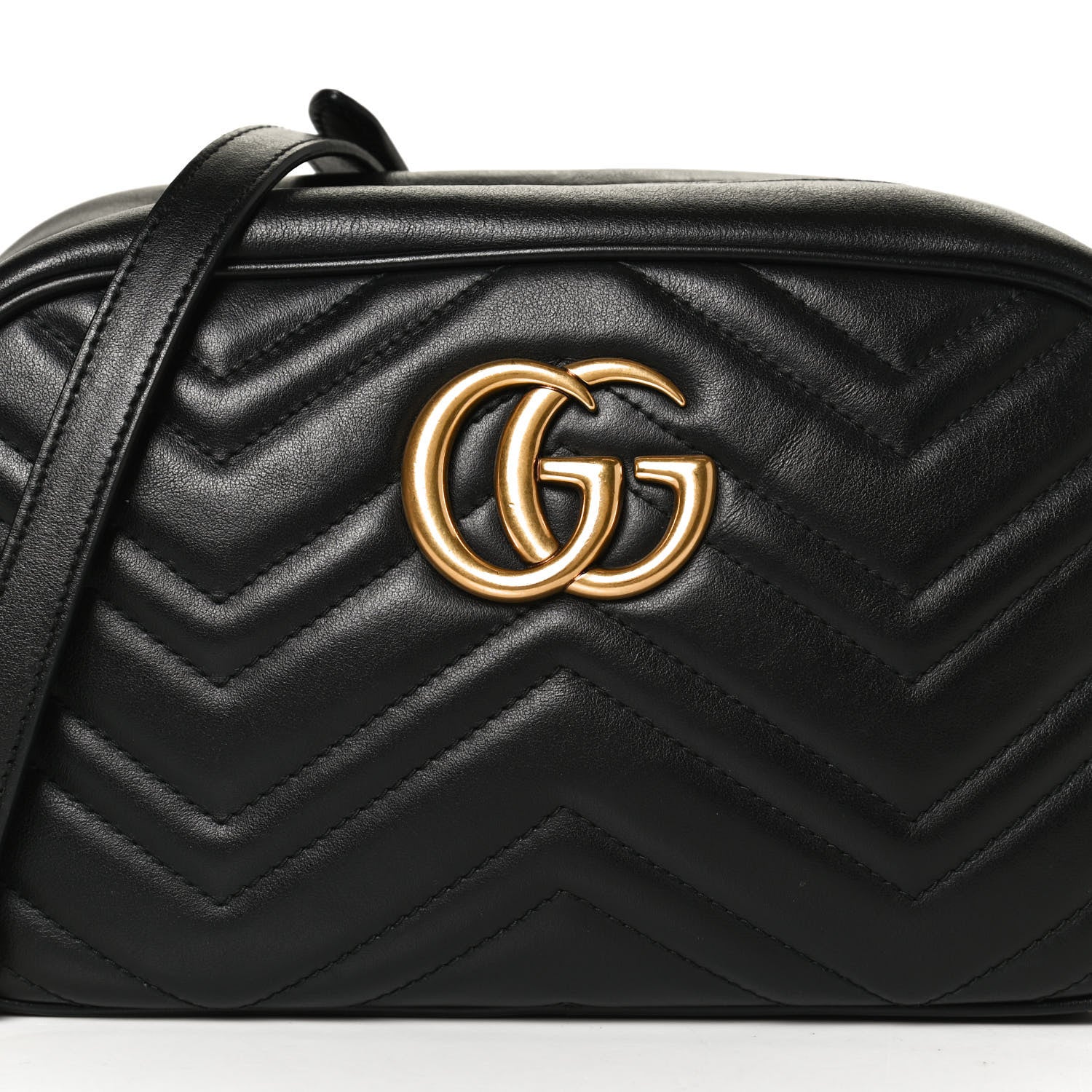 Gucci Calfskin Matelasse Small GG Marmont Chain Shoulder Bag Black 9 of 19