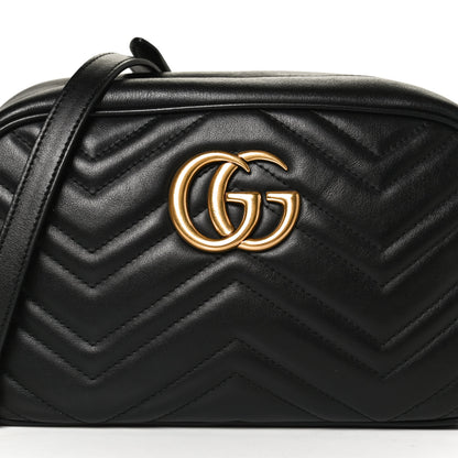 Gucci Calfskin Matelasse Small GG Marmont Chain Shoulder Bag Black 9 of 19