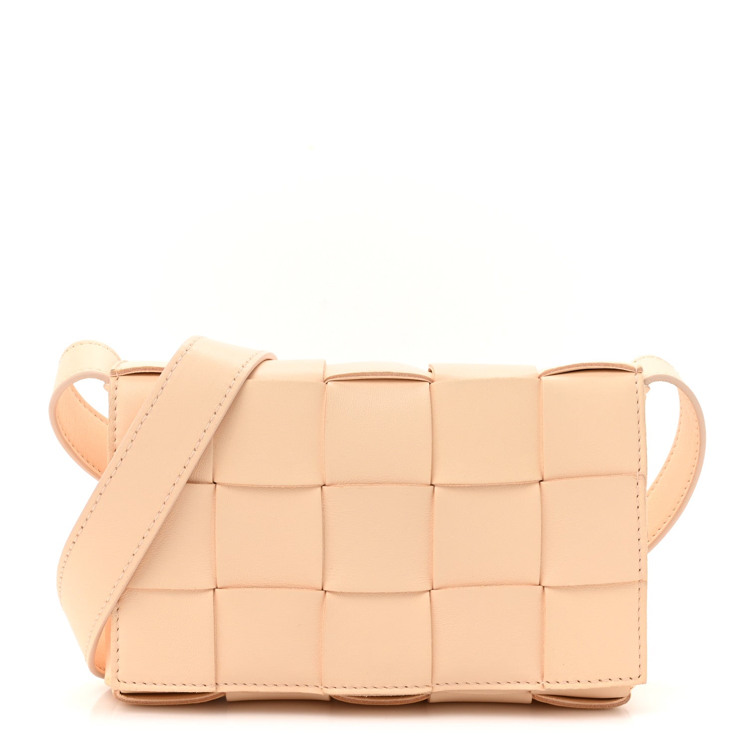 Bottega Veneta Lambskin Maxi Intrecciato Small Cassette Crossbody Bag Macaroon 1 of 11