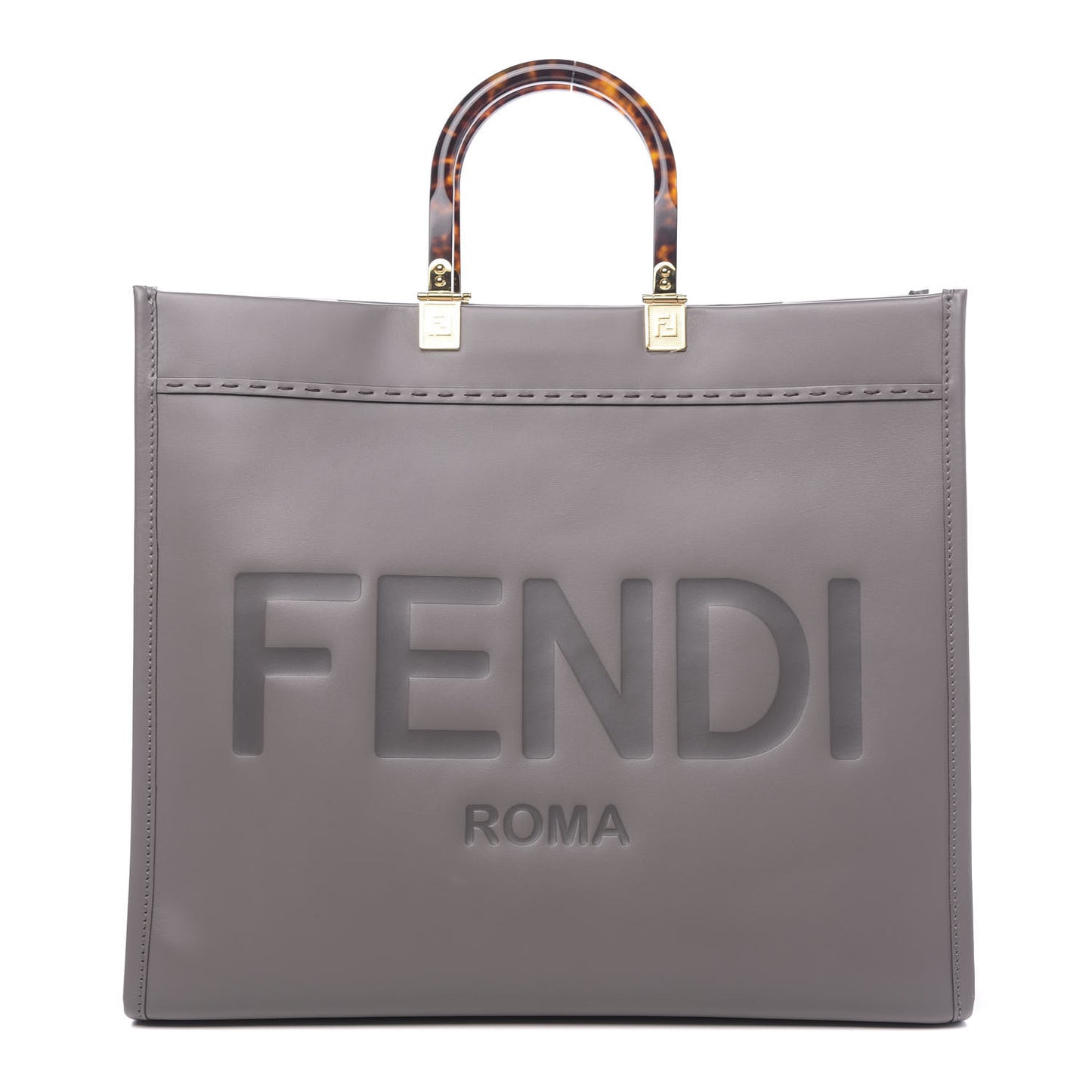 Vitello King Plexiglass Logo Embossed Large Fendi Sunshine Shopper Tote Moon