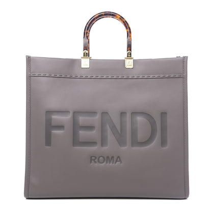 Fendi Vitello King Plexiglass Logo Embossed Large Fendi Sunshine Shopper Tote Moon 1 of 10