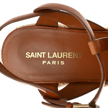 Saint Laurent Calfskin 85 Platform Espadrille Wedge Sandals 39.5 Brown 6 of 8