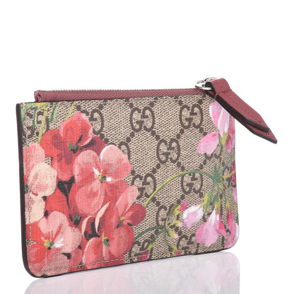 Gucci GG Supreme Monogram Blooms Key Ring Coin Case Beige Multicolor Dry Rose 3 of 6