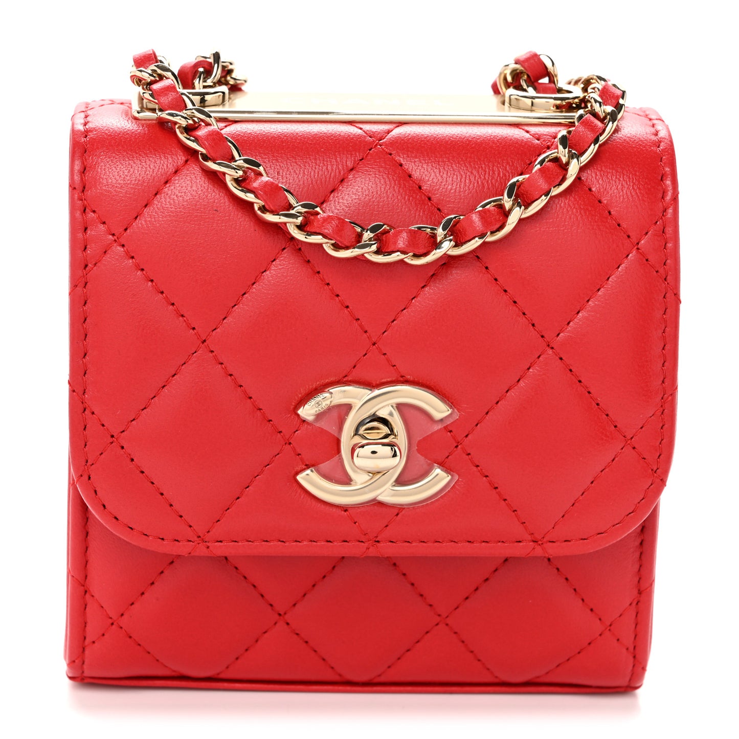 Lambskin Quilted Mini Trendy CC Chain Wallet Black