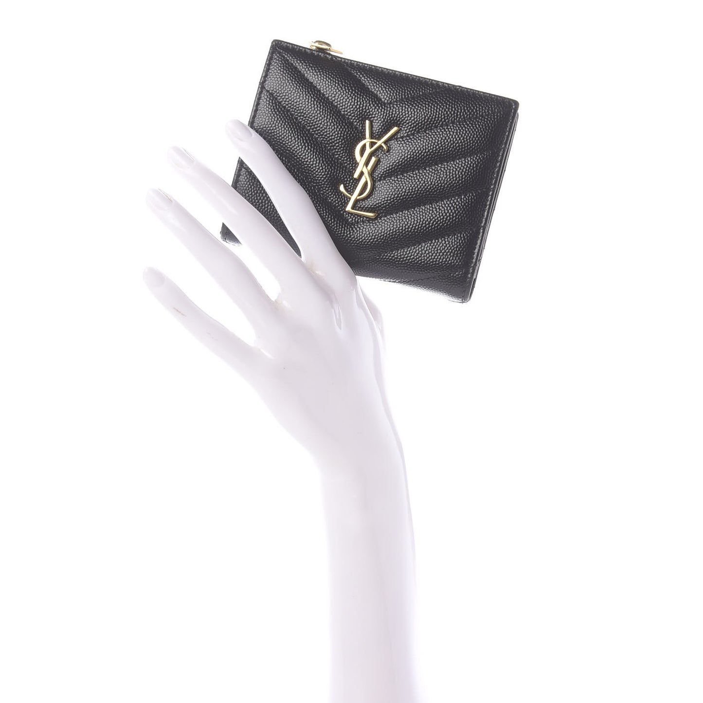 Grain De Poudre Matelasse Chevron Monogram Zipped Card Case Black