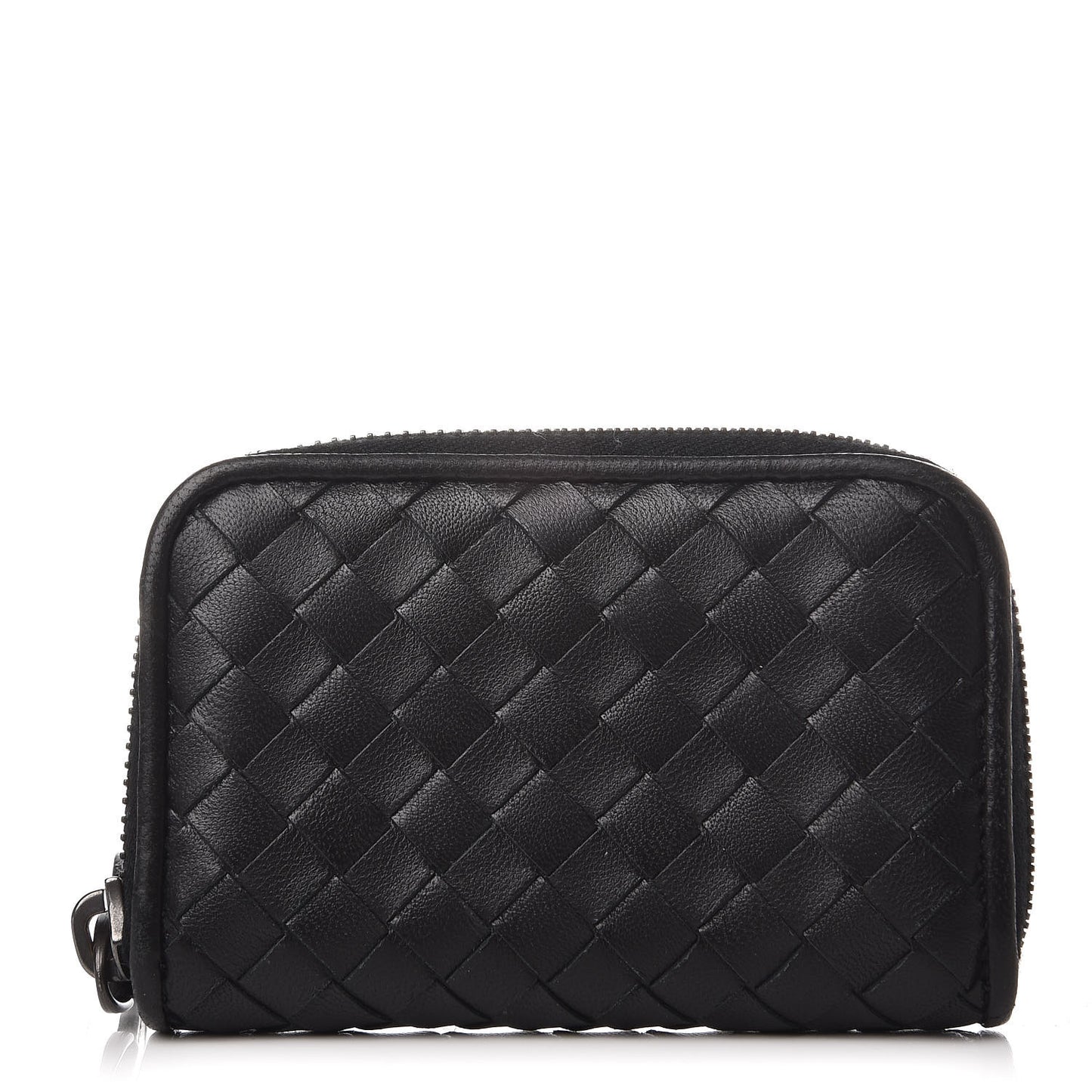 Nappa Intrecciato Zip Around Coin Purse Black