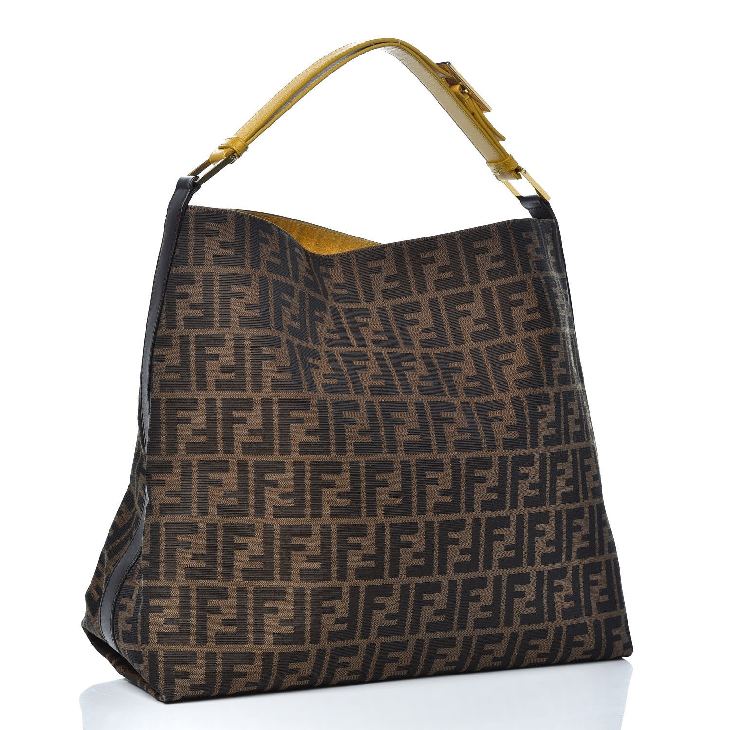 Fendi Zucca Vitello Large Hobo Tobacco Ocra Moro Black 2 of 9