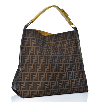 Fendi Zucca Vitello Large Hobo Tobacco Ocra Moro Black 2 of 9