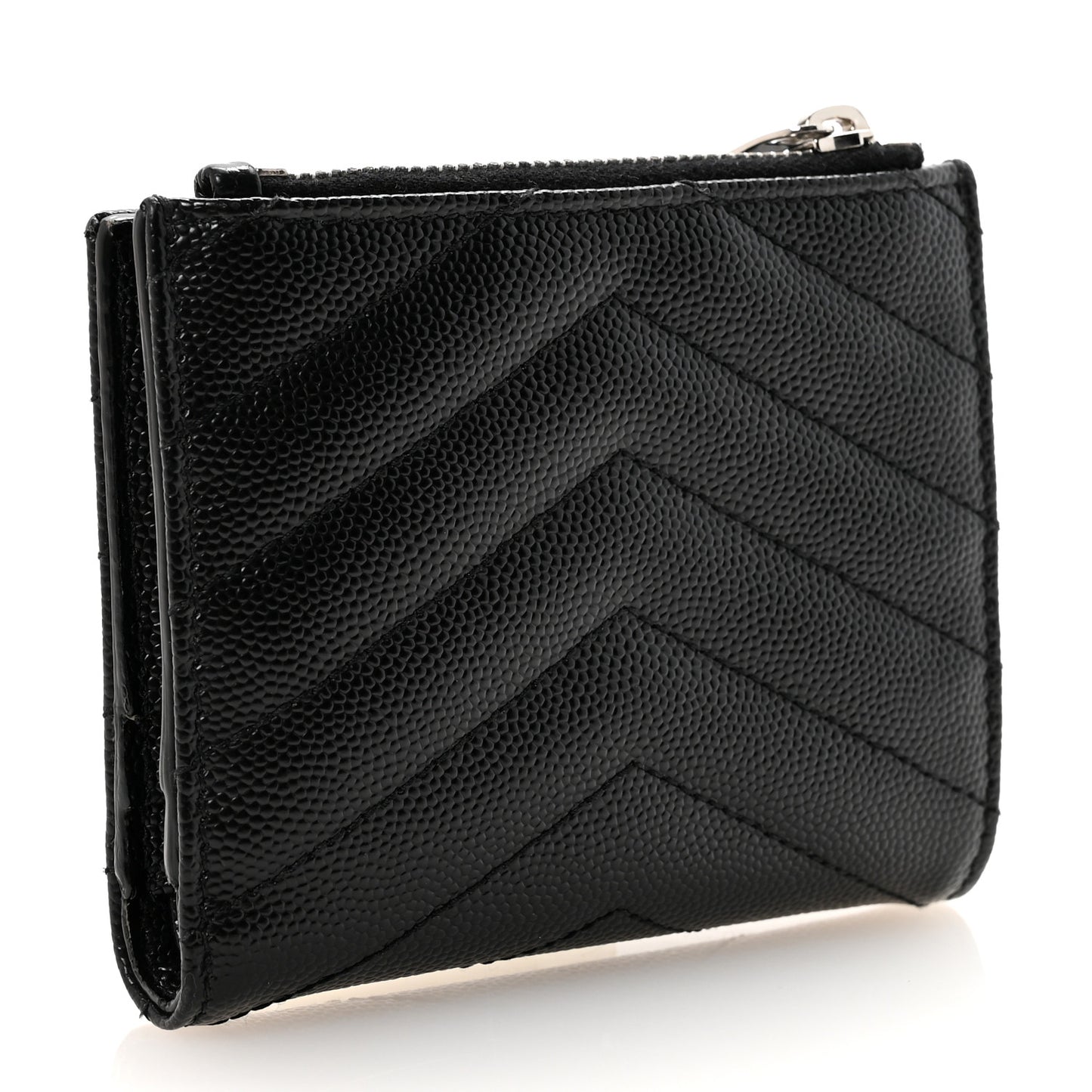 Grain De Poudre Matelasse Chevron Monogram Zipped Card Case Black