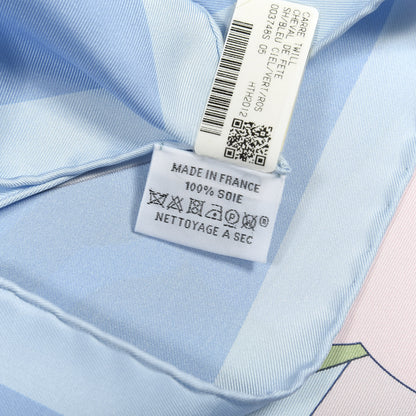 Hermes Silk Cheval de Fette Scarf 90 Bleu Ciel Vert Rose 6 of 6