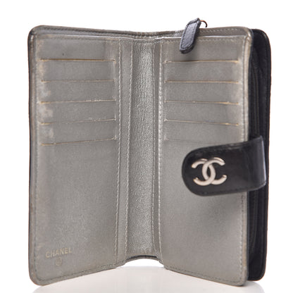 Chanel Lambskin Camellia Embossed Zipped Pocket Wallet Black 5 of 15