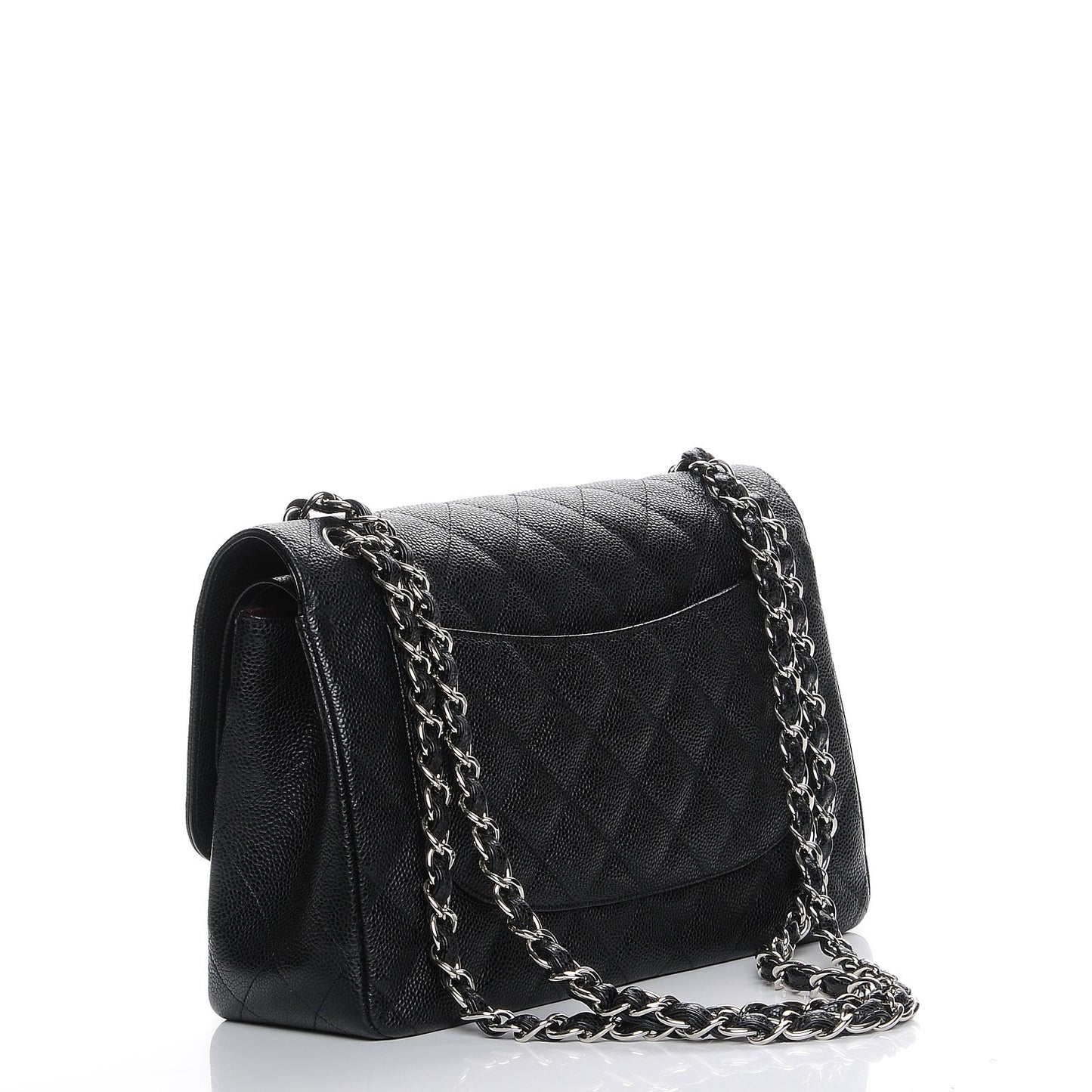 Caviar Quilted Jumbo Double Flap Black