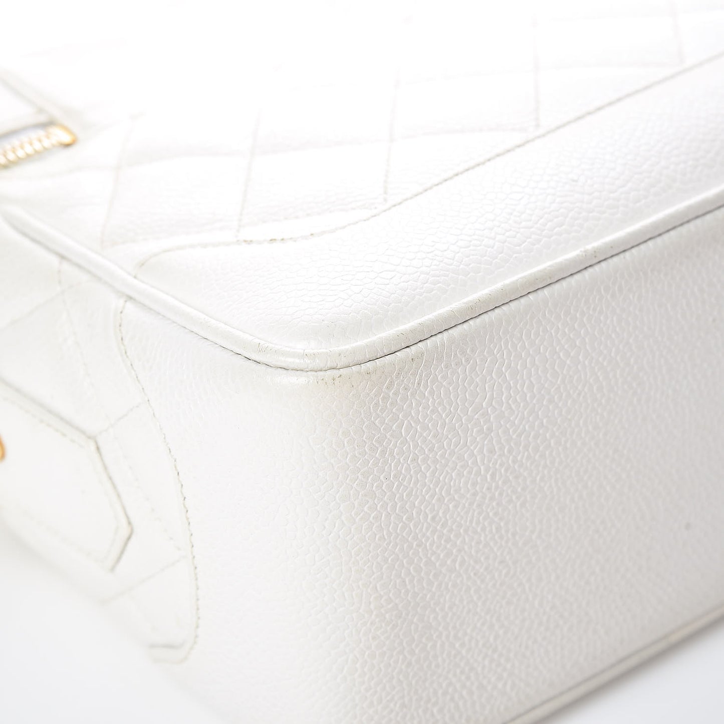 Caviar Quilted Camera Case White