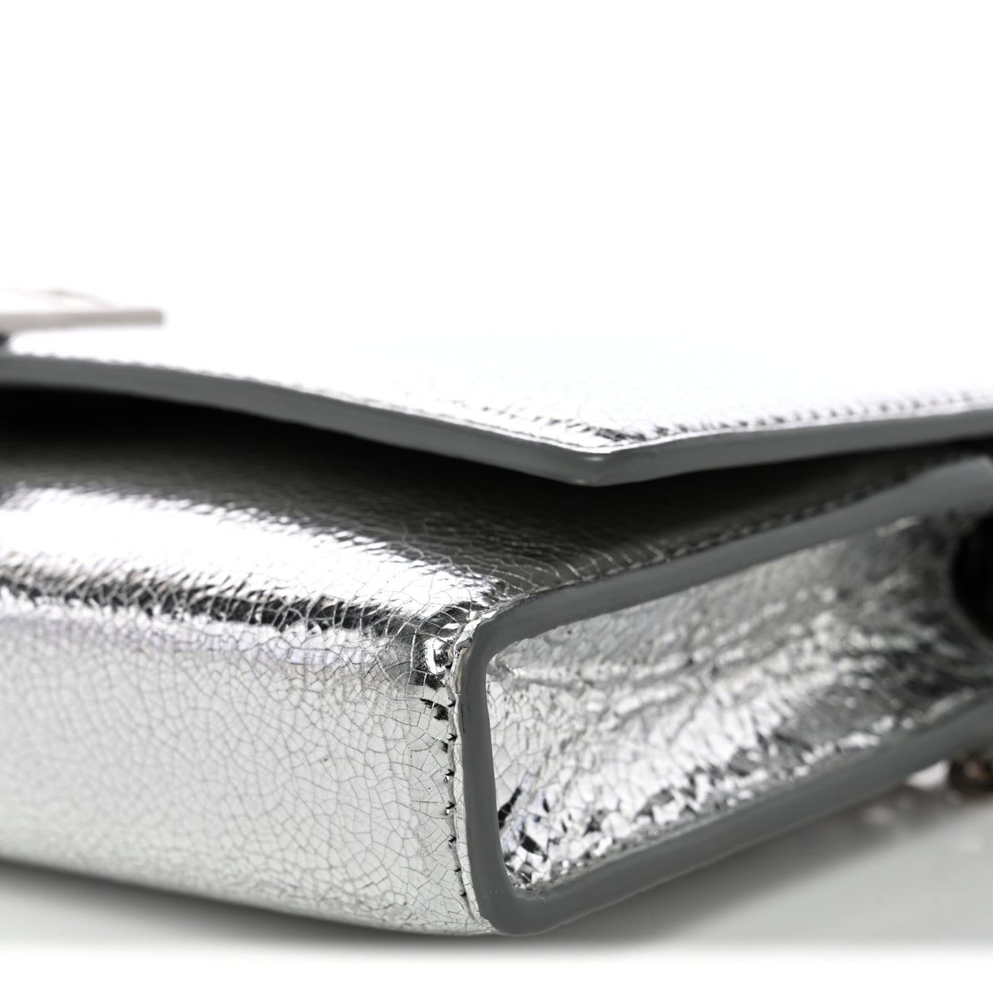Metallic Lambskin 4G Wallet On Chain Silvery