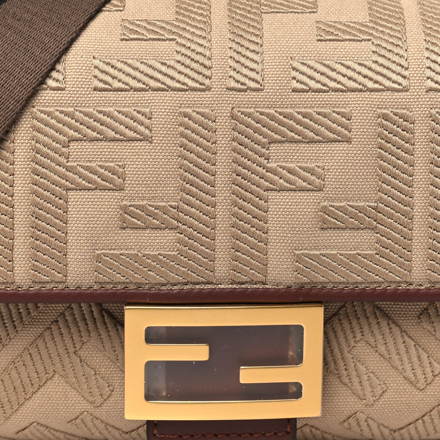 Fendi Sardinian Jacquard Vitello King FF 1974 Embroidered Baguette Corda Praline 8 of 11