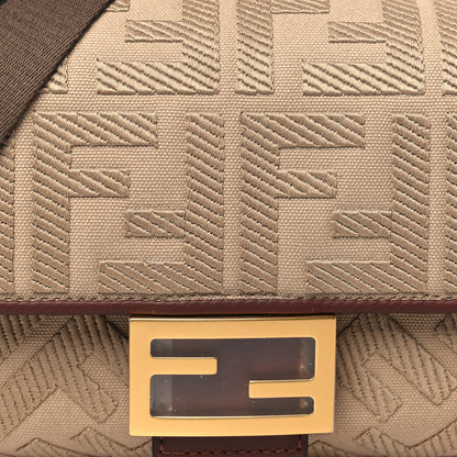 Fendi Sardinian Jacquard Vitello King FF 1974 Embroidered Baguette Corda Praline 8 of 11
