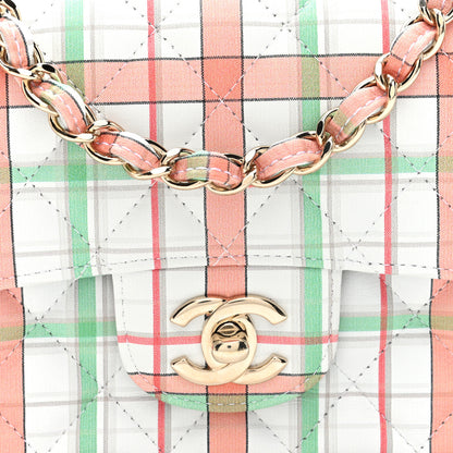 Chanel Calfskin Quilted Plaid Printed Small Single Flap White Multicolor 8 of 10
